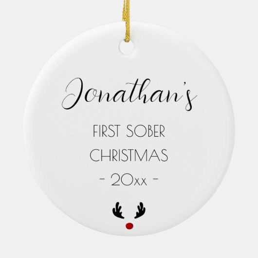 Minimale  naam Sobriety Christmas Keramisch Ornament (Achterkant)