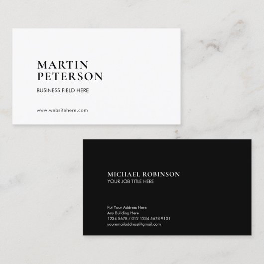 Minimale naam | Soort seriefabont | wit Visitekaartje (Voorkant / Achterkant)