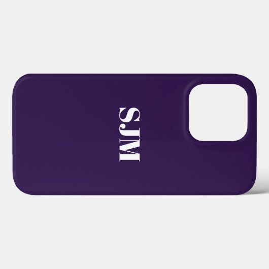 Minimale naam van aangepast monogram donker violet Case-Mate iPhone case (Achterkant (horizontaal))