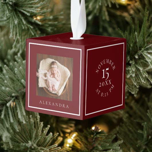 Minimale naam van Baby en geboorte Foto Rood Keepo Decoratie (Boom)