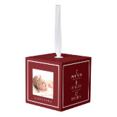 Minimale naam van Baby en geboorte Foto Rood Keepo Decoratie (Achter hoekig)