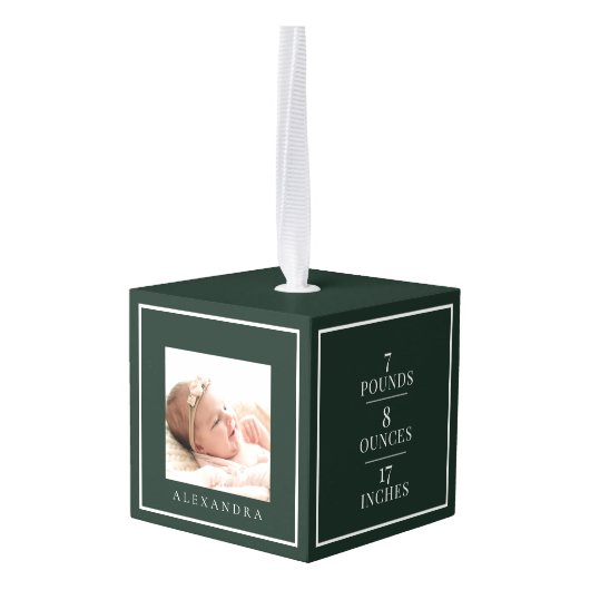 Minimale naam van Baby en geboorte — Fototoetsenbo Decoratie (Achter hoekig)