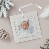 Minimale naam van Baby en geboorte — Fototoetsenbo Glas Ornament