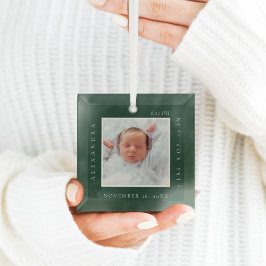 Minimale naam van Baby en geboorte — Fototoetsenbo Glas Ornament