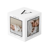 Minimale naam van Baby en geboorte — Fototoetsenbo Kubus (Achter hoekig)