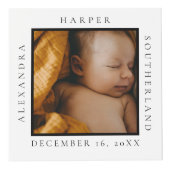 Minimale naam van Baby en geboorte — Fototoetsenbo Kubus (Voorkant)