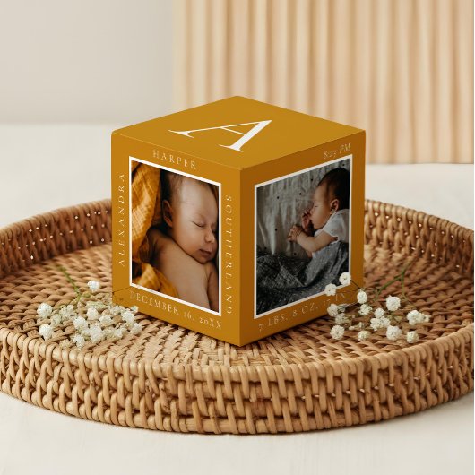 Minimale naam van Baby en geboorte — Fototoetsenbo Kubus