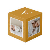 Minimale naam van Baby en geboorte — Fototoetsenbo Kubus (Achter hoekig)