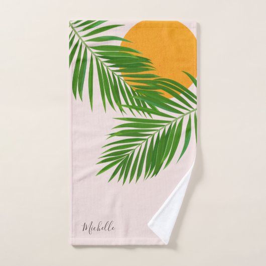 Minimale naam van de tropische zonnepalm Retro Tro Bad Handdoek (Handdoek)