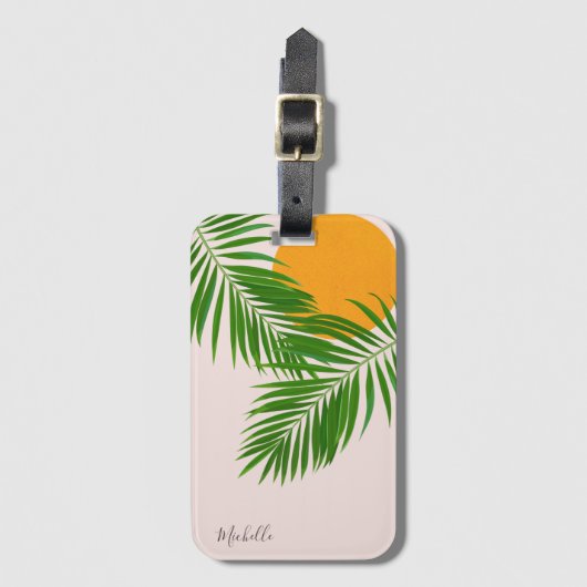 Minimale naam van de tropische zonnepalm Retro Tro Bagagelabel (Voorkant (verticaal))