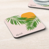 Minimale naam van de tropische zonnepalm Retro Tro Bier Onderzetter (Linkerzijde)