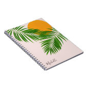Minimale naam van de tropische zonnepalm Retro Tro Notitieboek (Rechterzijde)