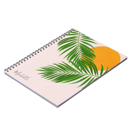 Minimale naam van de tropische zonnepalm Retro Tro Notitieboek (Linkerzijde)