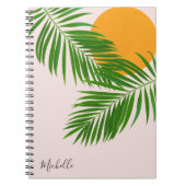 Minimale naam van de tropische zonnepalm Retro Tro Notitieboek (Voorkant)