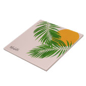 Minimale naam van de tropische zonnepalm Retro Tro Tegeltje (Zijkant)