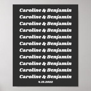 Minimale naam van de zwarte witte-witpaar Retro-te Poster