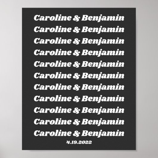 Minimale naam van de zwarte witte-witpaar Retro-te Poster (Voorkant)