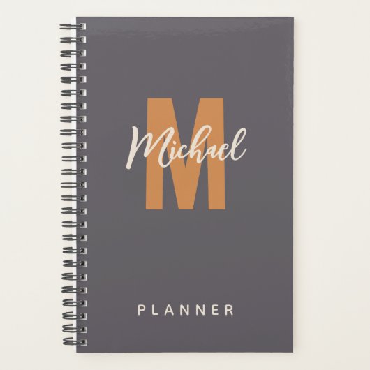 Minimale naam van het donkergrijze Masculine/grijz Planner (Voorkant)