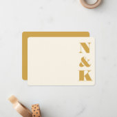 Minimale naam van het gevleugelde monogram geel cr notitiekaartje (Voorkant / Achterkant in situ)