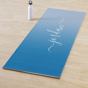 Minimale naam van het witte script voor Sky Blue G Yogamat