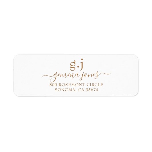 Minimale naam van modern Gold Monogram Etiket (Voorkant)