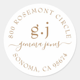 Minimale naam van modern Gold Monogram Ronde Sticker