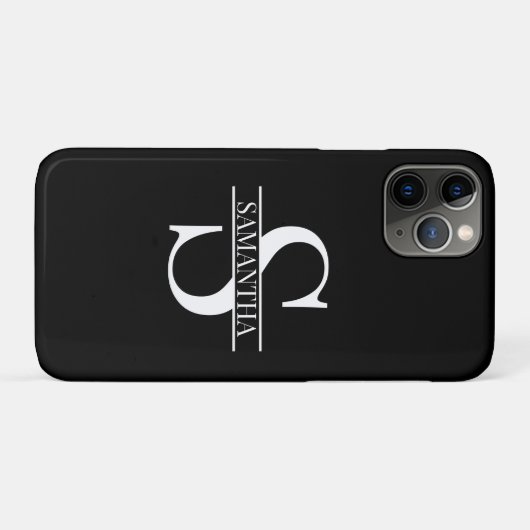 Minimale naam van Trendy Black en White Monogram Case-Mate iPhone Case (Achterkant (horizontaal))