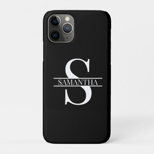 Minimale naam van Trendy Black en White Monogram Case-Mate iPhone Case (Achterkant)