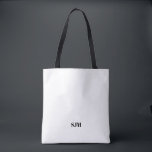 Minimale naam van witte initialen voor monogram op tote bag<br><div class="desc">Minimalistische elegante, eenvoudige, moderne zwarte en witte initialen van de Douane, gepersonaliseerde Canvas tas</div>