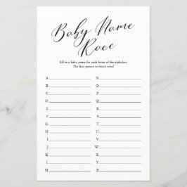 Minimale naam voor kalligrafie Race Baby shower Ga