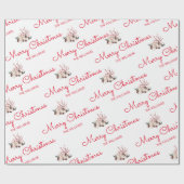 Minimale naam witte kerst met rode kerst cadeaupapier (Vlak)