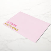 Minimale naam zilvergoud, echte folie roze notitie folie uitnodiging (Gedraaid)