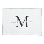 Minimale naam zwart-wit monogramme kussensloop (Voorkant)