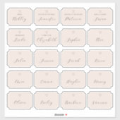 Minimale naamkaartjes voor bruidsfeest | Bewerkbaa Sticker (Vel)