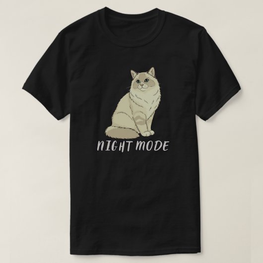 Minimale Nachtmodus Kat Knus Illustratie T-shirt (Design voorkant)