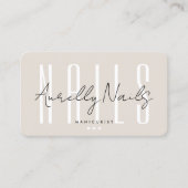 Minimale Nail Tech Manicurist Zand Afspraak Visitekaartje (Voorkant)