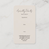 Minimale Nail Tech Manicurist Zand Afspraak Visitekaartje (Achterkant)