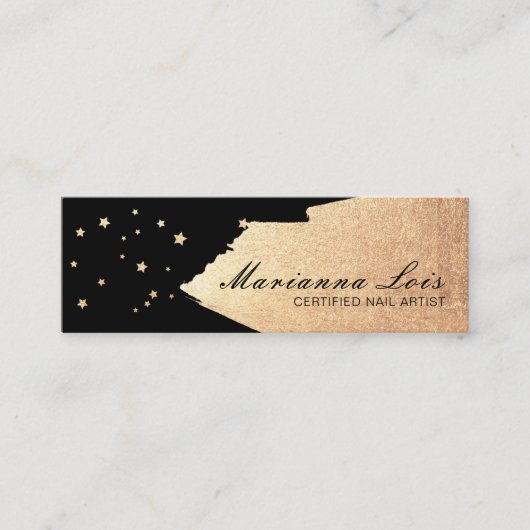 Minimale Nail Technicus Salon Gold Poolse sterren Mini Visitekaartje (Voorkant)