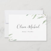 Minimale namen voor groene kalligrafie bedankkaart (Voorkant)