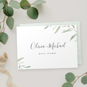 Minimale namen voor groene kalligrafie bedankkaart