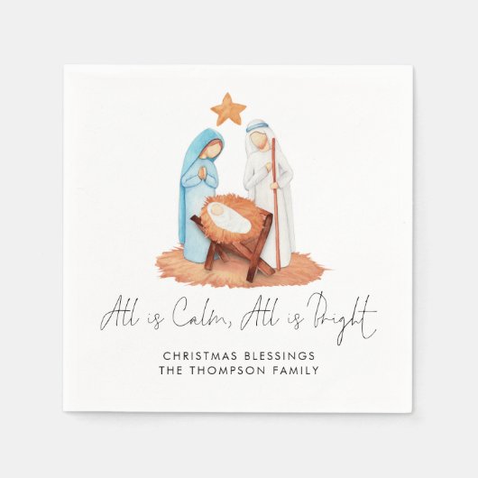 Minimale nativiteitsscène Alles is de naam kalm Servet (Voorkant)