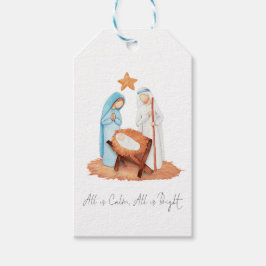 Minimale nativiteitsscène alles is kalm script cadeaulabel