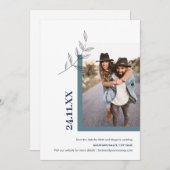 Minimale Natuur van Leaf Outdoor Foto Groen Save The Date (Voorkant / Achterkant)