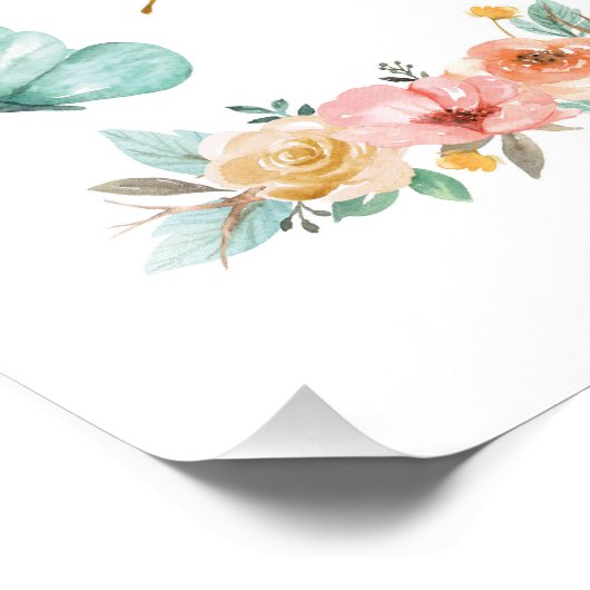 Minimale Natuur Waterverf vlindervloeren Foto Afdruk (Hoek)