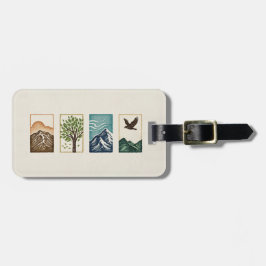 Minimale Natuurset – Berg- en Boomkunst Bagagelabel
