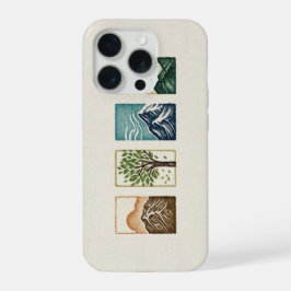 Minimale Natuurset – Berg- en Boomkunst iPhone 15 Pro Case
