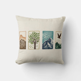Minimale Natuurset – Berg- en Boomkunst Kussen