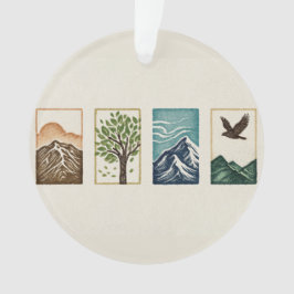 Minimale Natuurset – Berg- en Boomkunst Ornament
