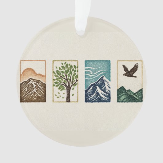 Minimale Natuurset – Berg- en Boomkunst Ornament (voorkant)