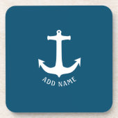 Minimale Nautical Anchor Boat Name Ocean Blue Bier Onderzetter (Voorkant)
